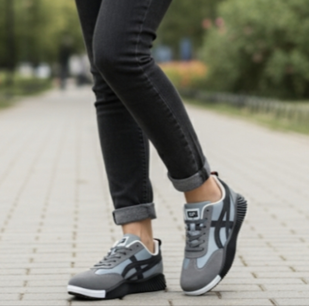 Stylish Gray and Black Women's Sneakers